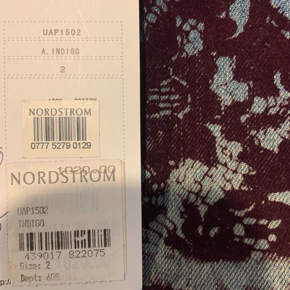 NWT Jun Takahaski Undercover Womens 2‎ Jeans Tapered Leg Blue Flocked 2YK 90s - Picture 9 of 12